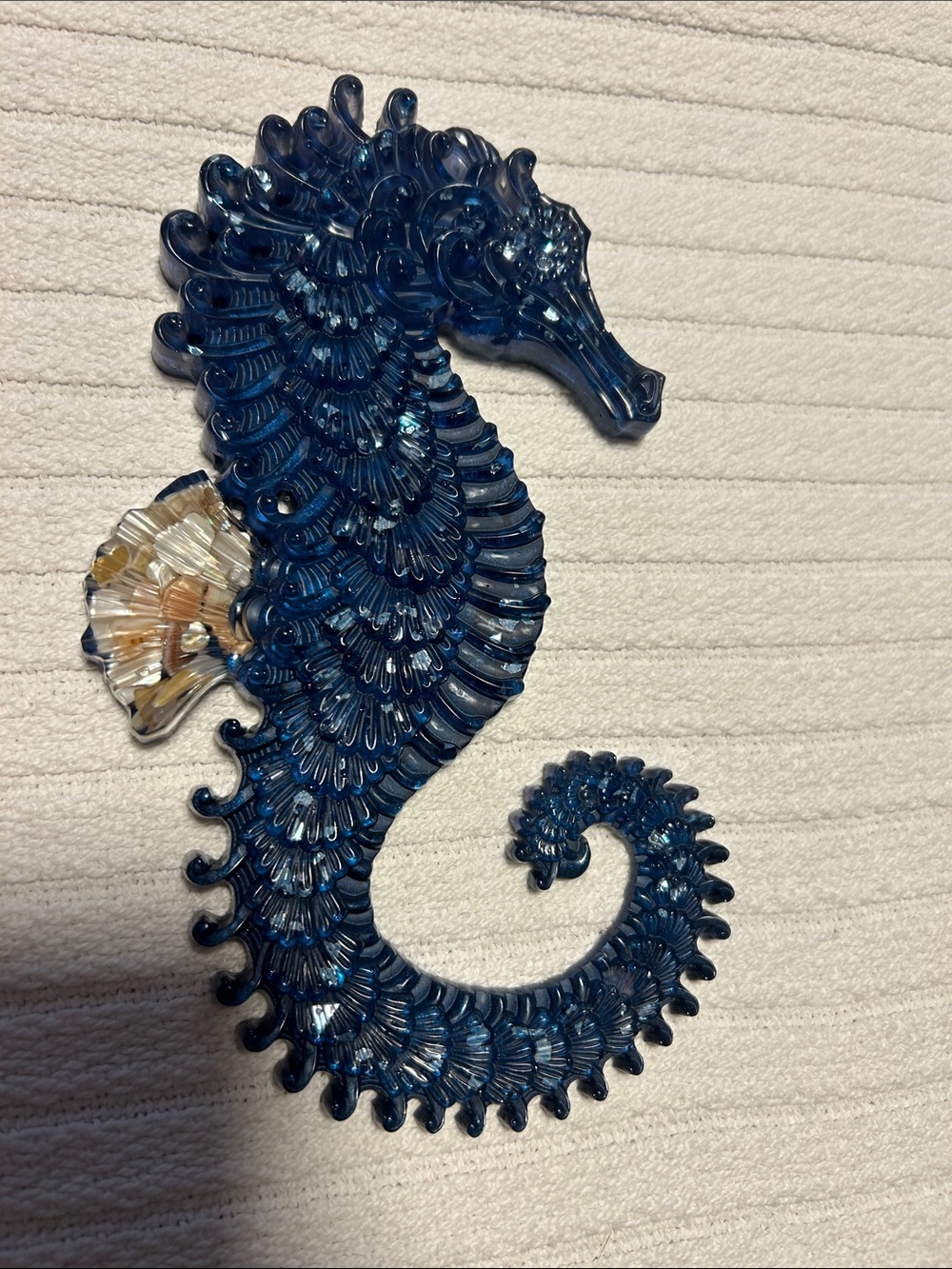 Handmade Blue Resin Seahorse Wall Art